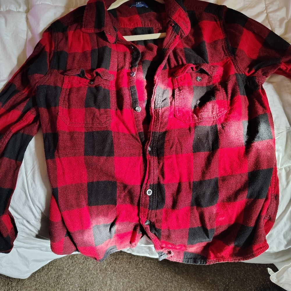 Red and Black Plaid Flannel Shirt